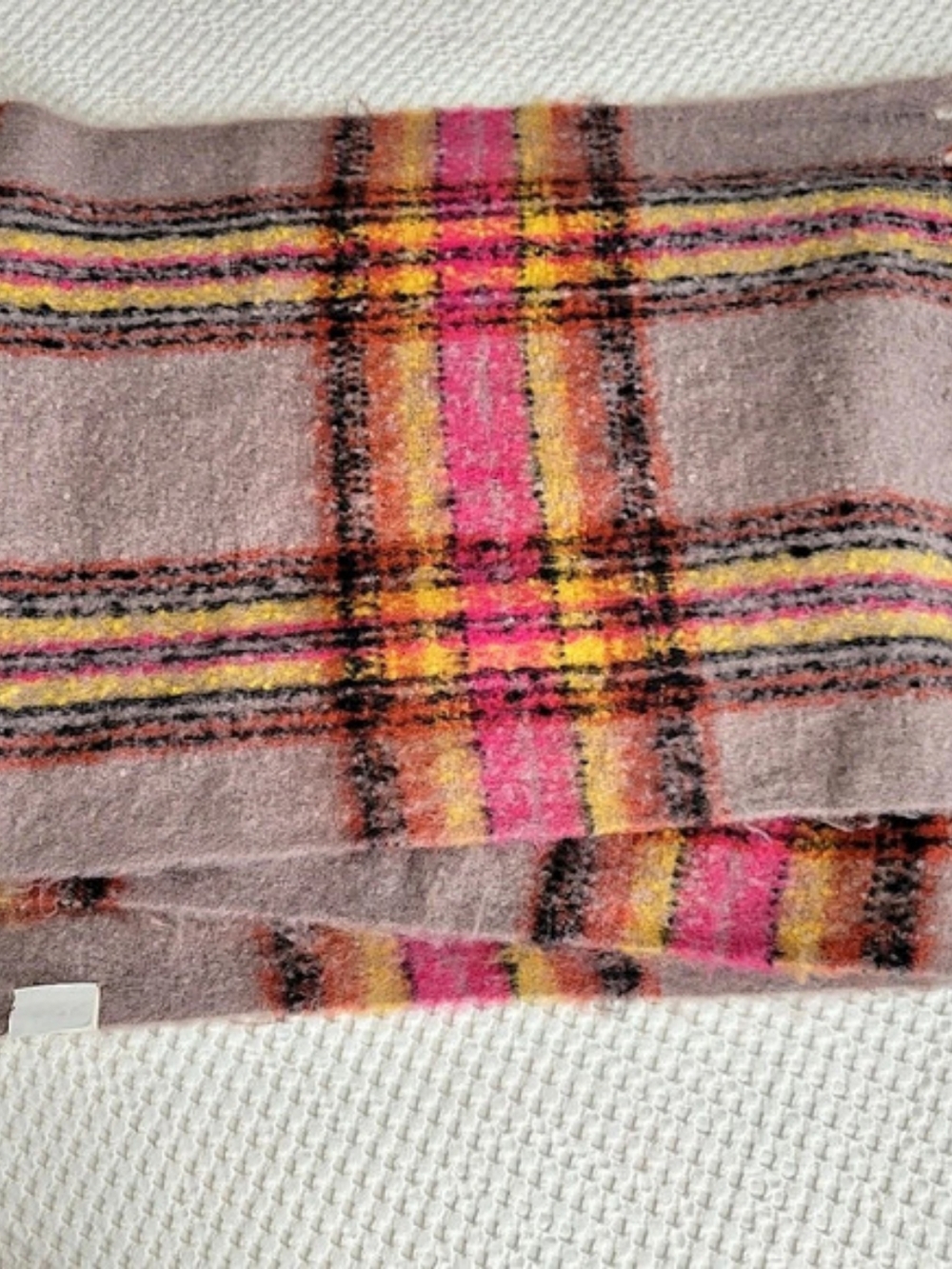 Natural Life Plaid Fringe Cuddle Up Cozy Scarf in Gray & Pink NWT